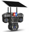 كاميرا مراقبة شمسية 4G ثلاث كاميرات مع رؤية ليلية وتتبع الحركة بزاوية 360 درجة